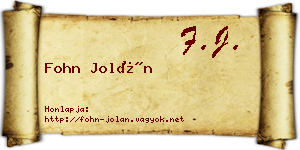 Fohn Jolán névjegykártya